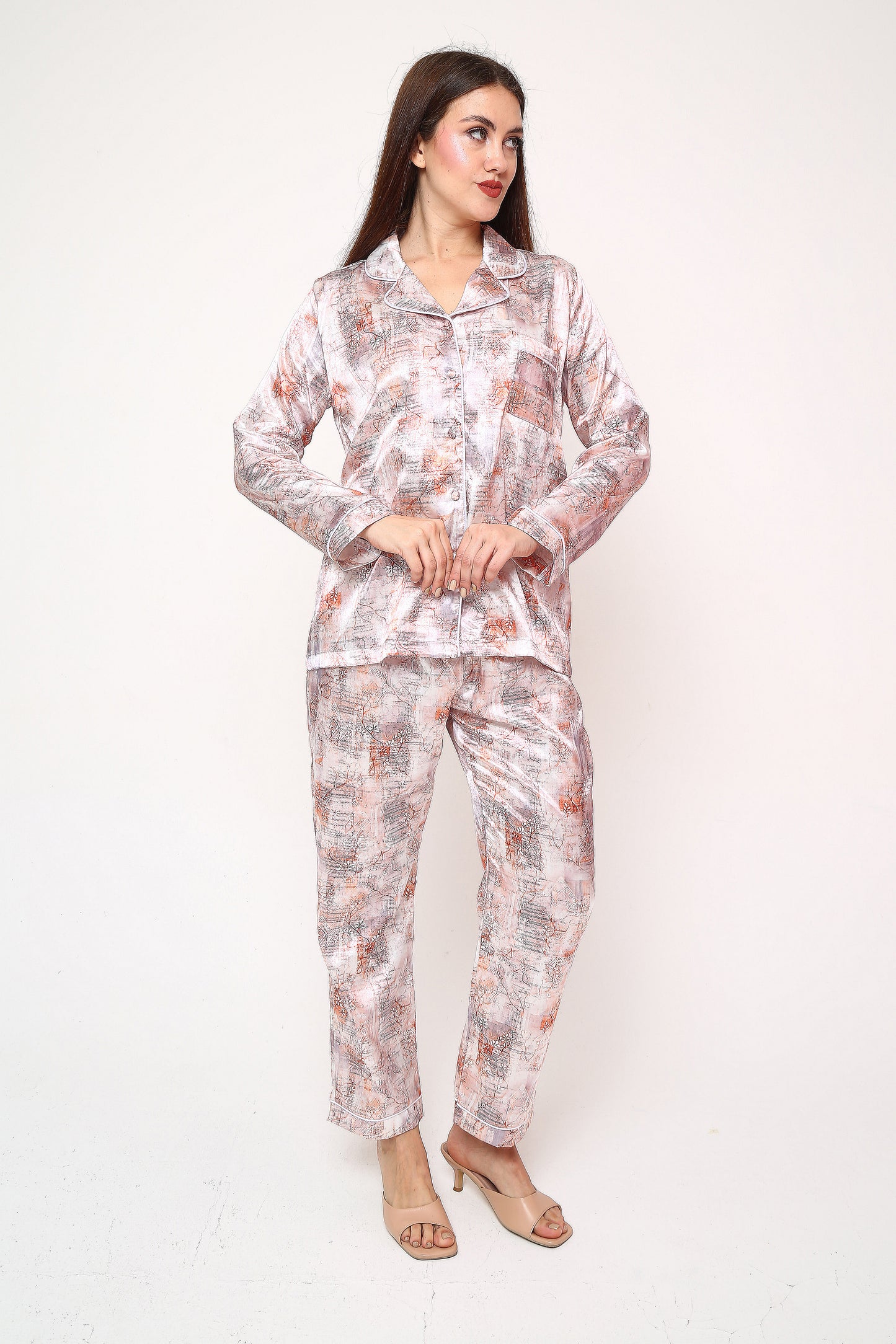 Silk Point – Saten Pijama Takımı | Peach Copper