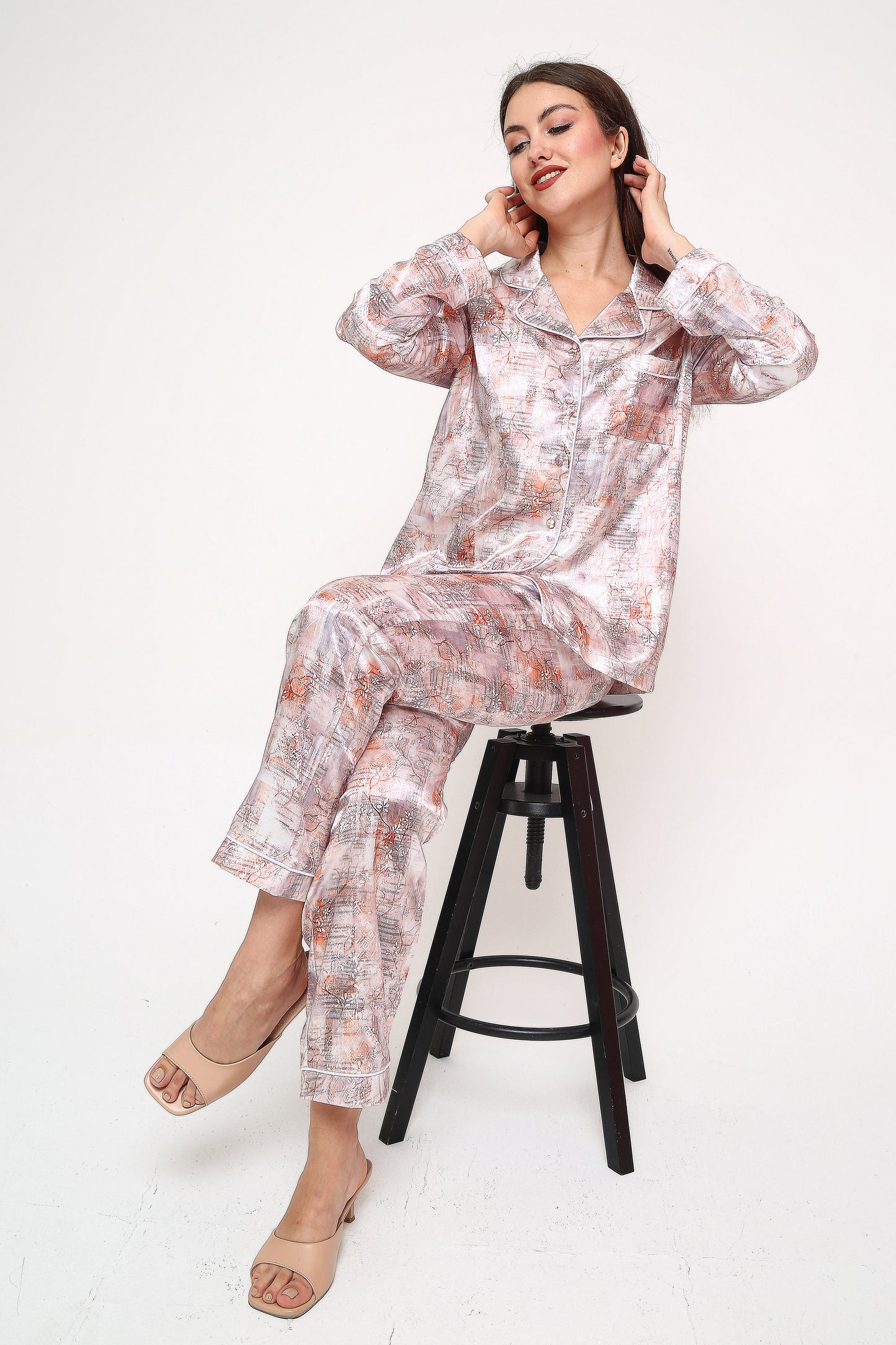 Silk Point – Saten Pijama Takımı | Peach Copper