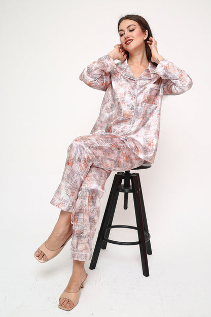 Silk Point – Saten Pijama Takımı | Peach Copper