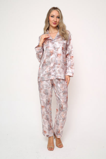 Silk Point – Saten Pijama Takımı | Peach Copper
