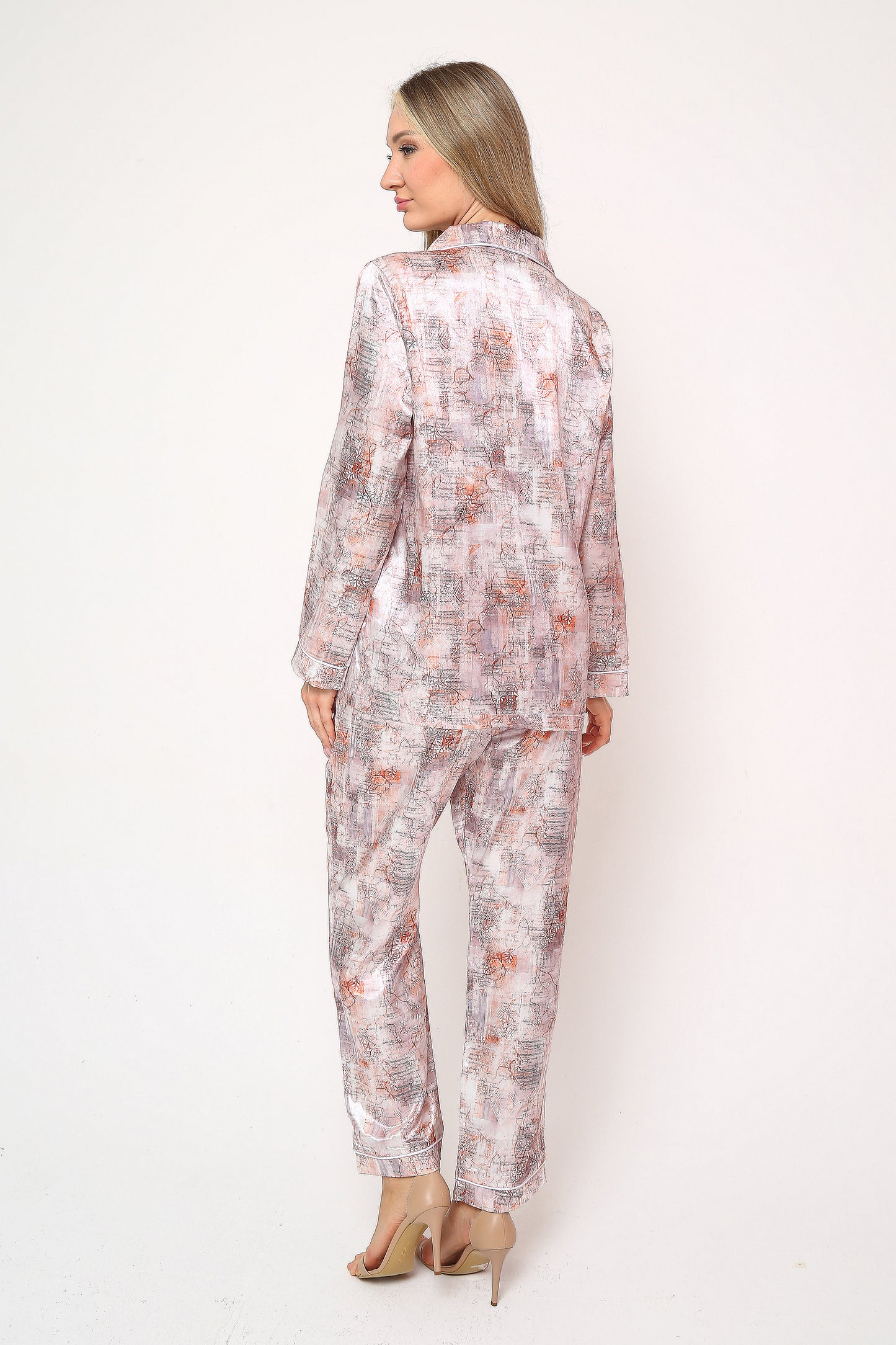 Silk Point – Saten Pijama Takımı | Peach Copper