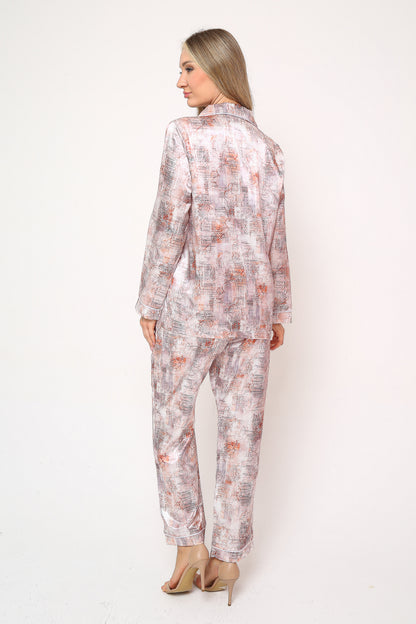 Silk Point – Saten Pijama Takımı | Peach Copper