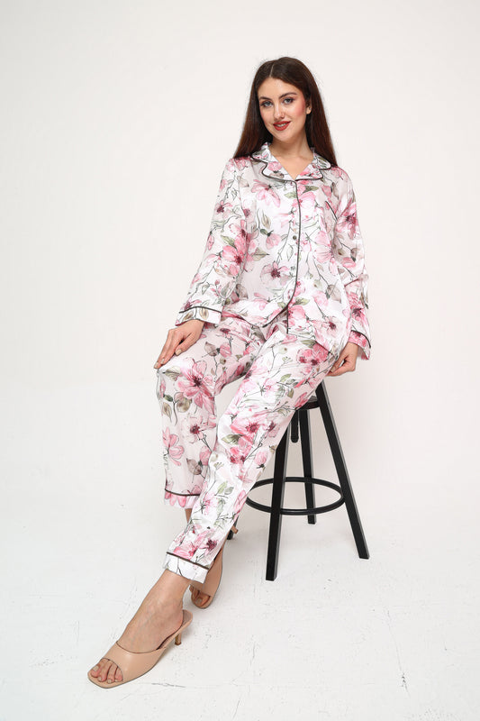 Silk Bloom – Saten Pijama Takımı