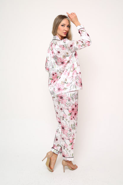 Silk Bloom – Saten Pijama Takımı
