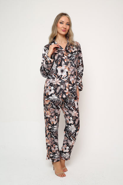 Silk Bloom – Saten Pijama Takımı