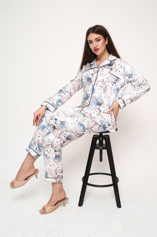 Silk Bloom – Saten Pijama Takımı